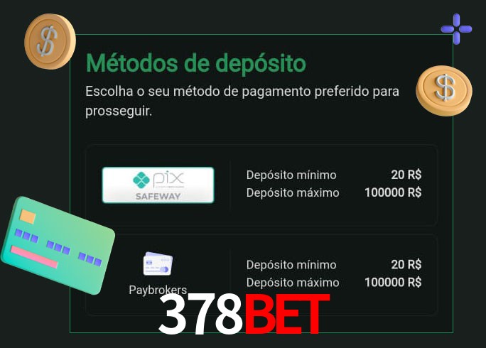 O cassino 378Bet oferece uma grande variedade de métodos de pagamento